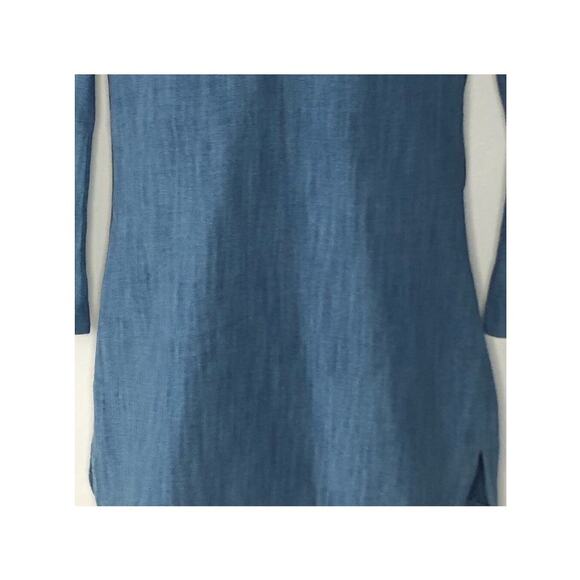 Zara 70s Chambray Bell Sleeve Tunic Dress Medium U-Neck Shirt Dress - Picture 9 of 13